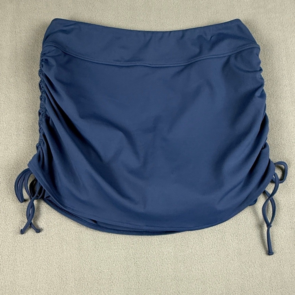 Savvi Skort Womens L Blue Ruched Drawstring Athletic Skirt Tenniscore Golf